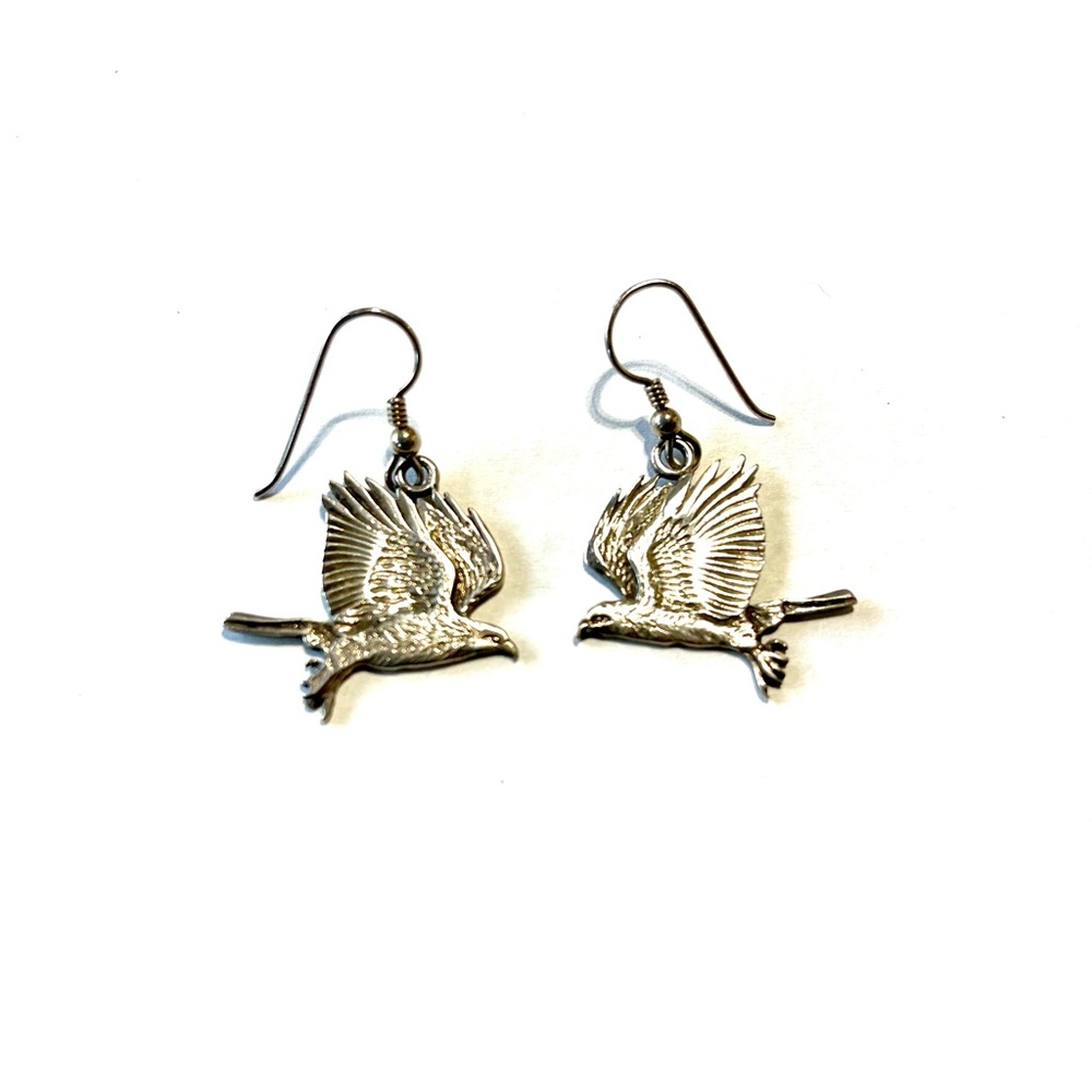 Eagle Silver Tone Earrings